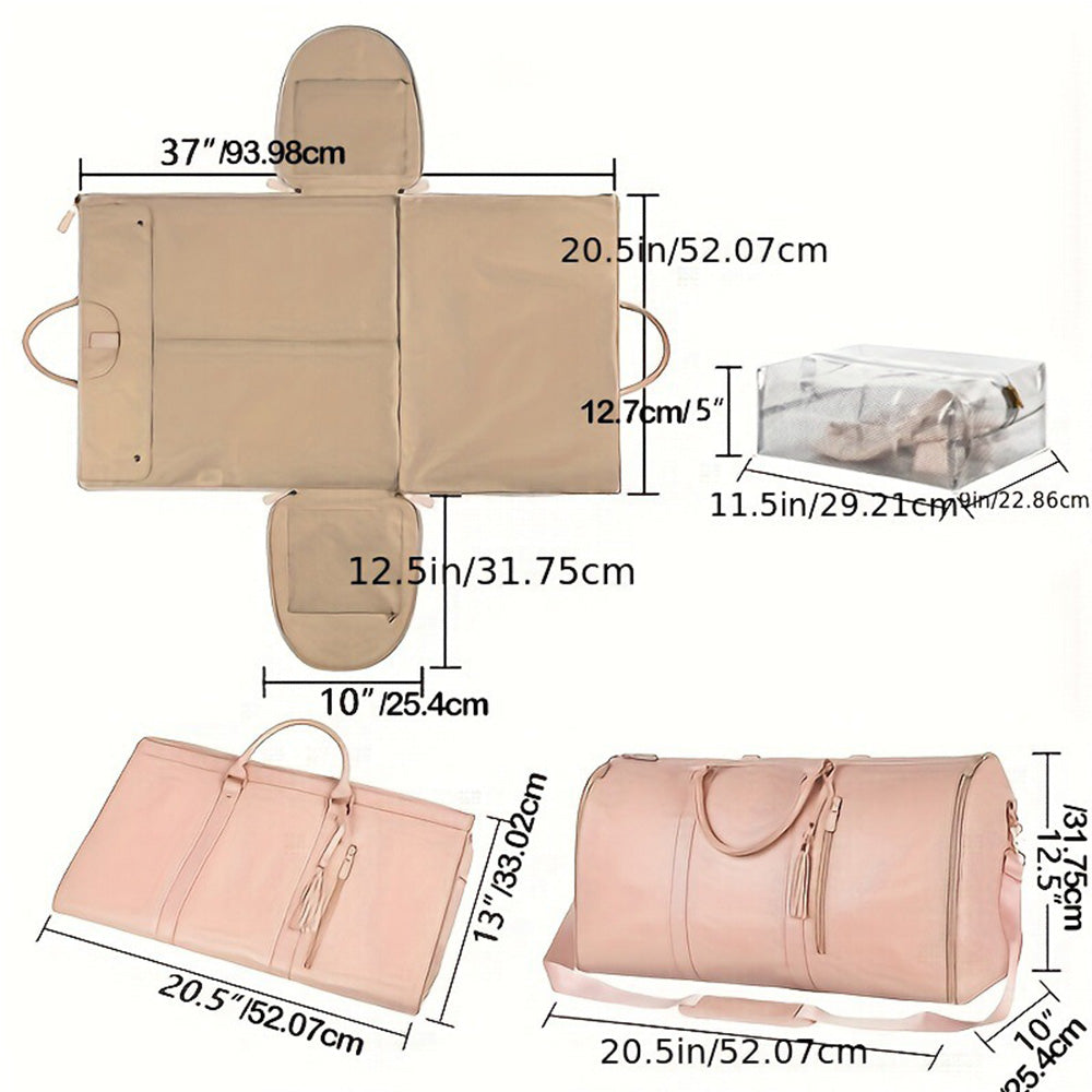 Foldable Duffel Bag Travel Garment Bag with Mini Pocket Pink