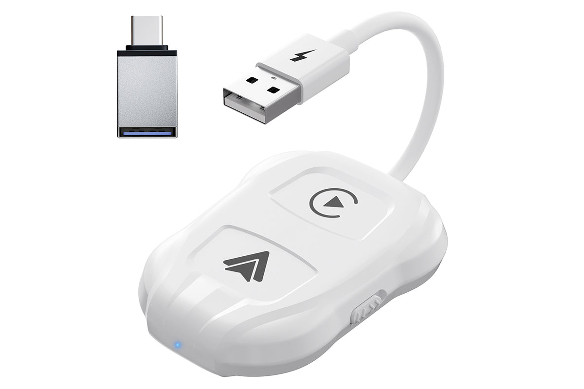 2 in1 Wireless Carplay Adapter USB Type-C Bluetooth Dongle for iPhone Android Auto -White