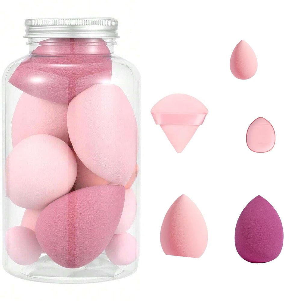 Makeup Sponge Set with Case Triangle Puff for Liquid Cream Powder-14 Piece Set