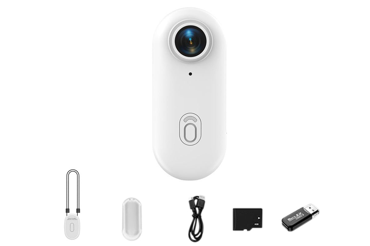 Mini Thumb Action Camera Portable Wearable Camera with Clip White