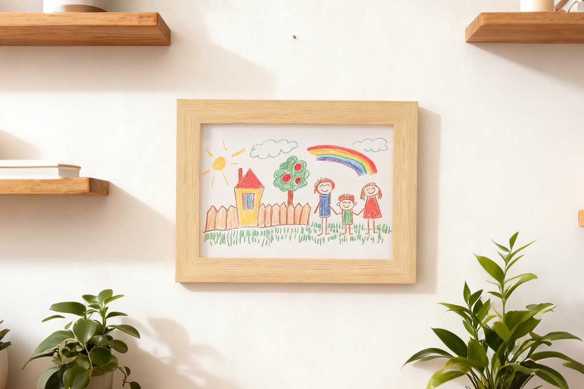 Removable Clip boy and girls Picture Frame A4 Artwork Display -Beige