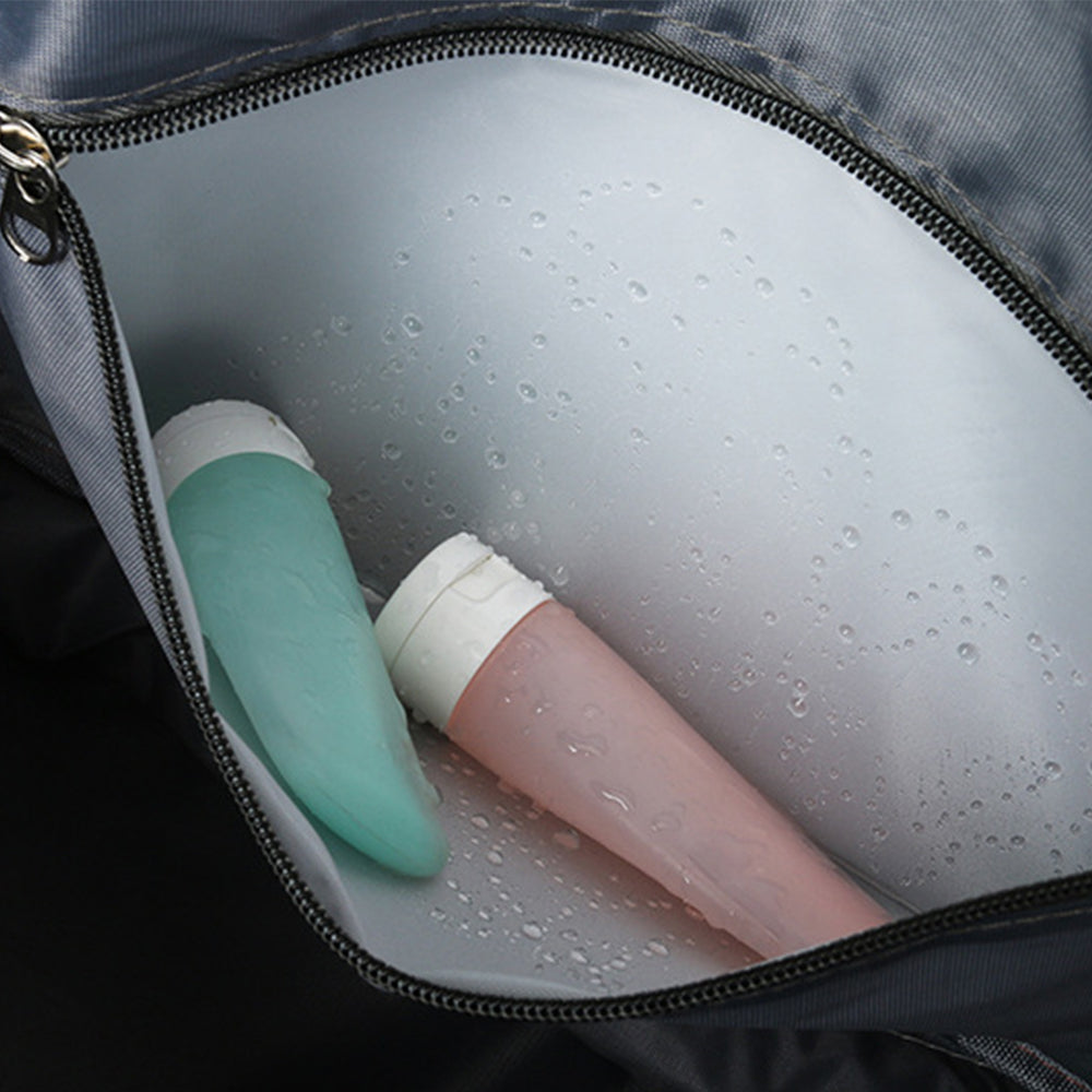 Trendy Gradient Duffle Bag Expandable Overnight Bag Foldable Carry On Bag with Dry Wet Separation Pocket Black