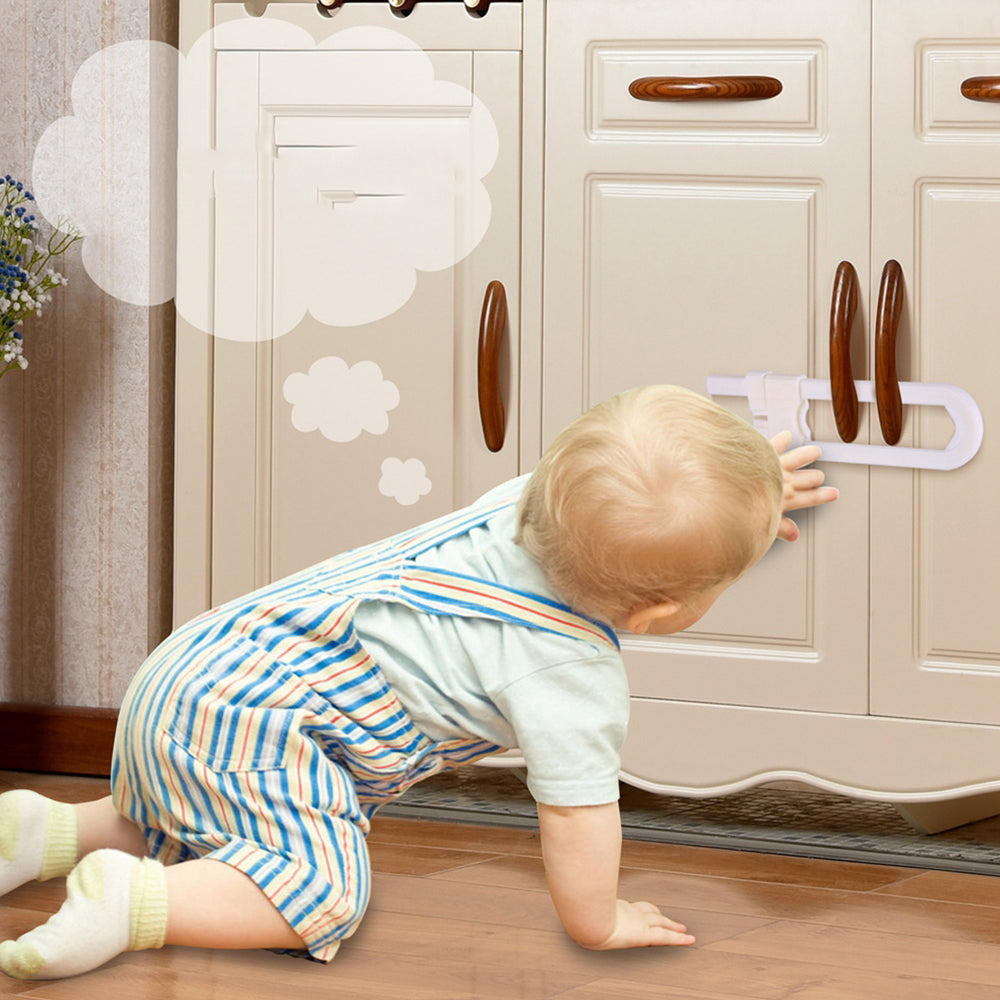 6Pcs Baby Proofing Locks U-Shaped Sliding Cabinet Locks Adjustable Childproof Latch