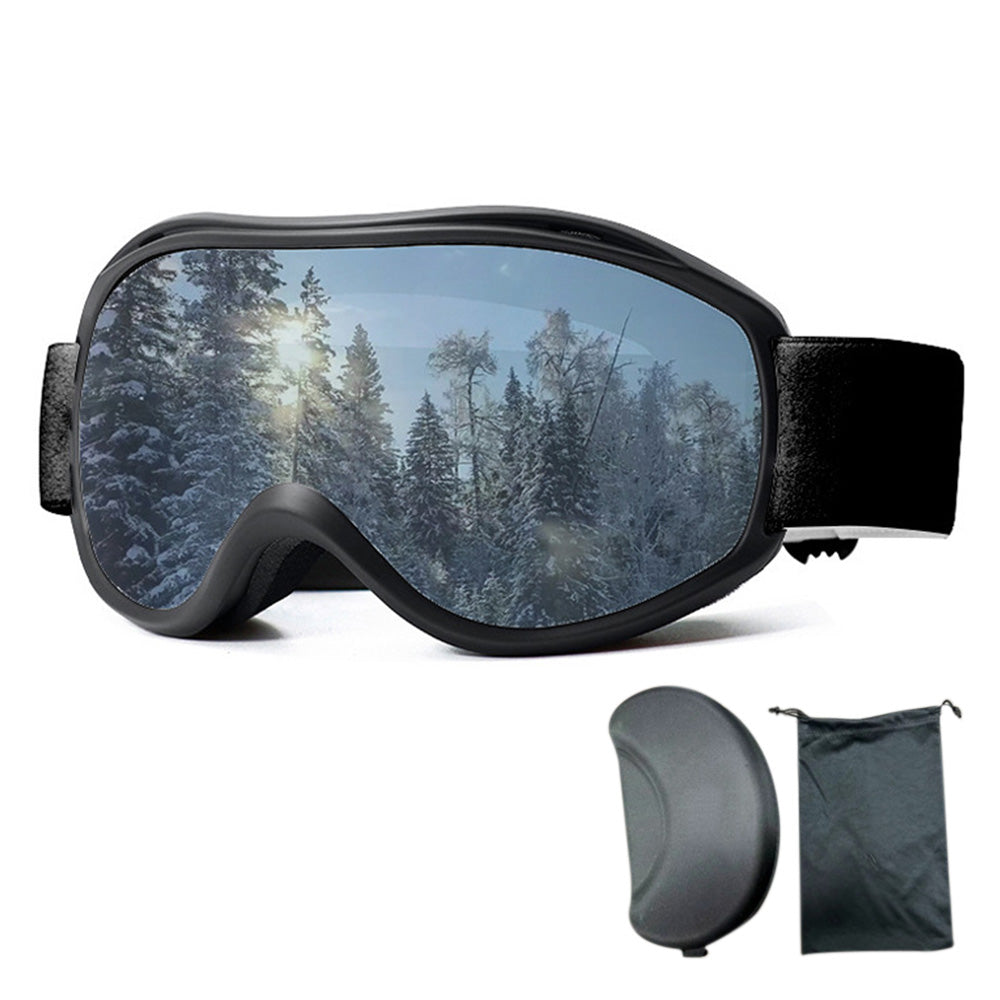 OTG Anti Fog Ski Goggles UV400 Protection Anti Fog Lens Black Frame and Silver Mirrored Lens