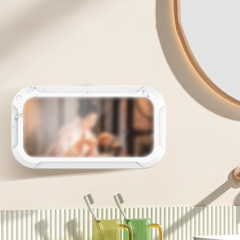 Telescopic Touchable Shower Phone Case Waterproof Shower Phone Holder Anti-Fog Phone Mount Box White
