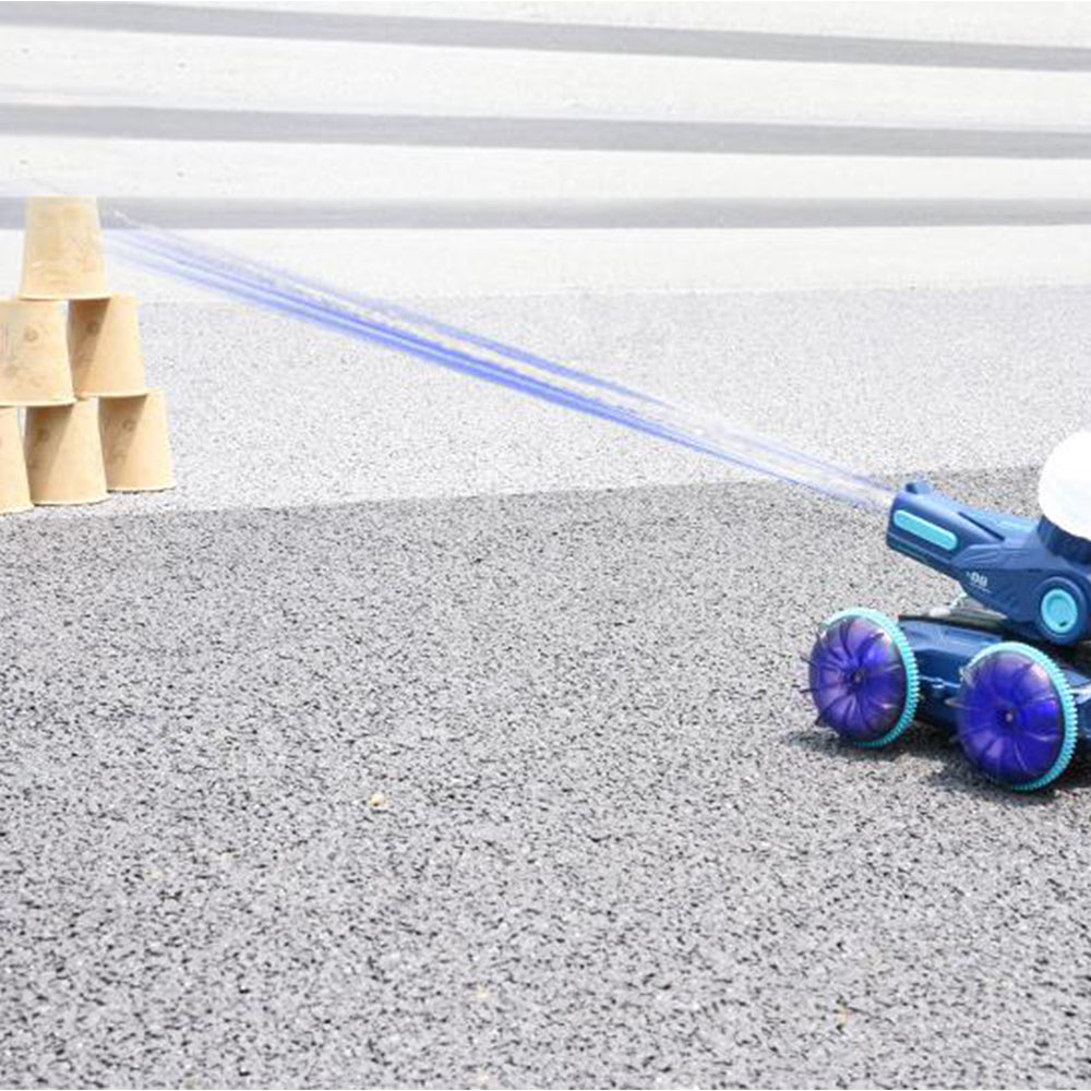 Amphibious Remote Control Car Boat Toy RC 4WD Stunt Car with Lights for Kids Blue