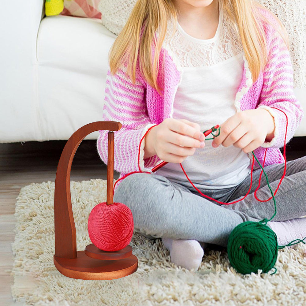 Wooden Yarn Holder for Knitting with Magnetic Spinner Style 3