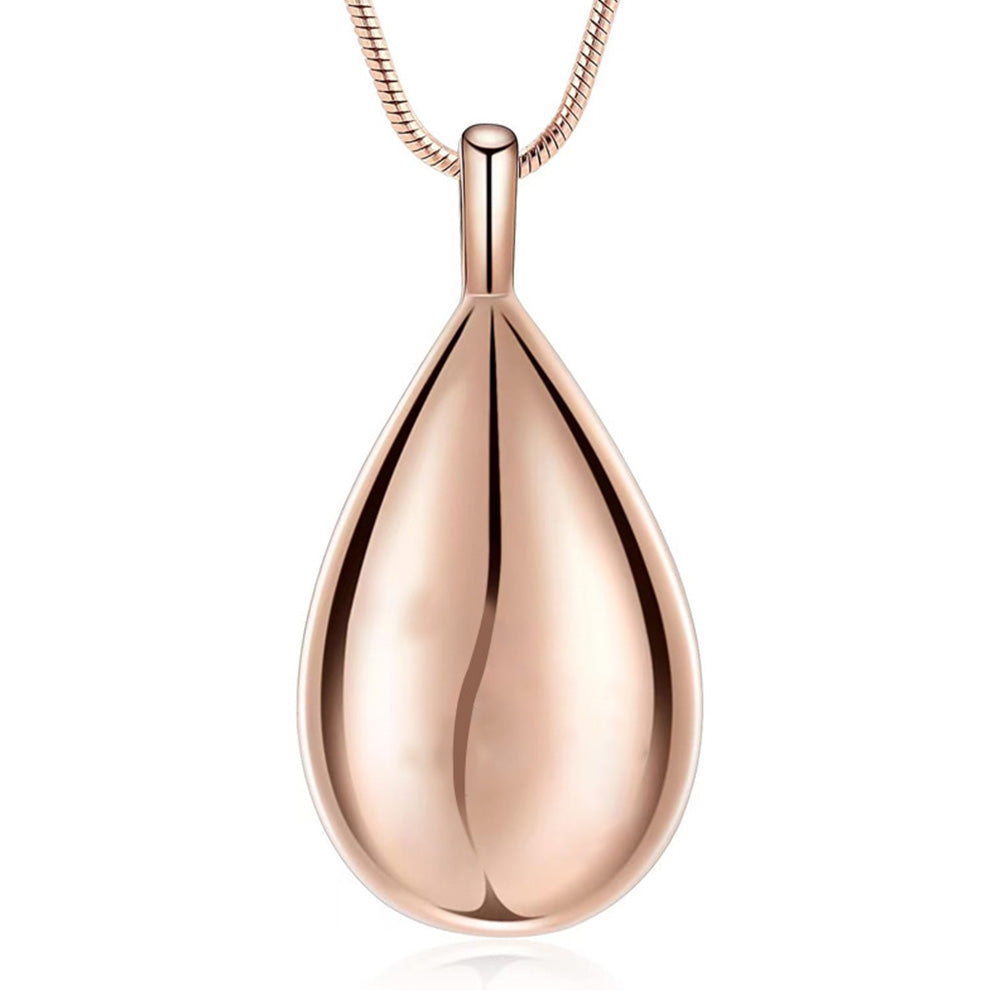 Stainless Steel Teardrop Cremation Pendant �Keepsake Memorial Necklace Rose Gold