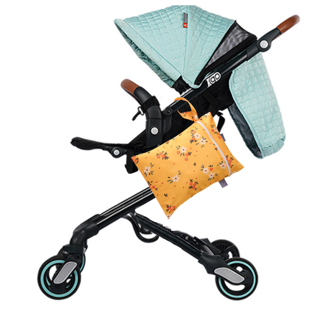 2Pcs Printed Dry Wet Bag Reusable Diaper Storage Bag Swimsuits Bag -Yellow