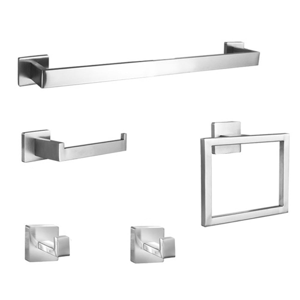 5Pcs Bathroom Towel Bar Set 40cm Stainless Steel Wall Mount Silver