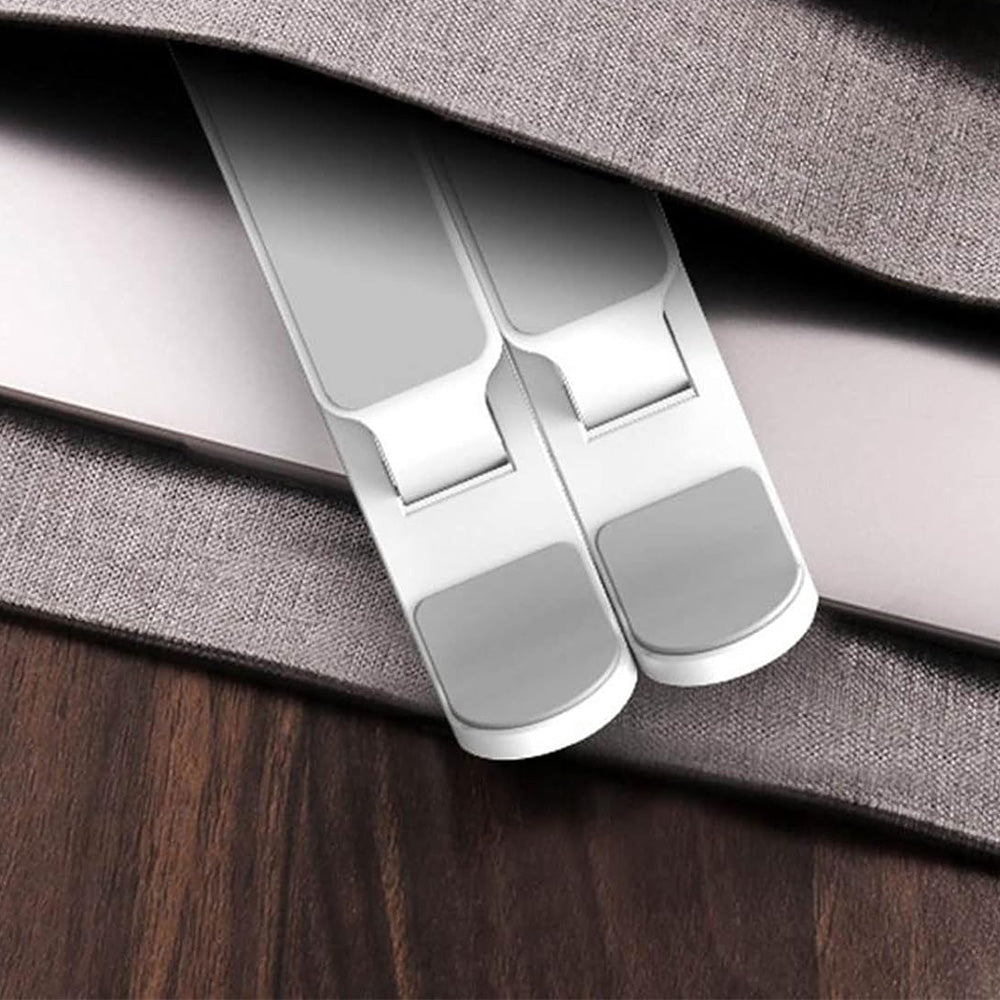 Foldable Aluminum Laptop Stand with Adjustable Height for Desk-White