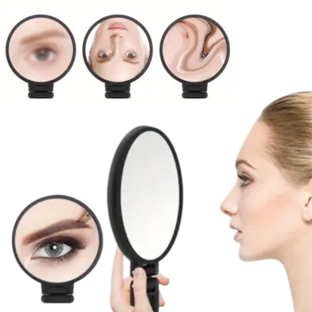 Foldable Double-sided Makeup Mirror 1X 30X Magnifying Mirror with Adjustable Stand Black
