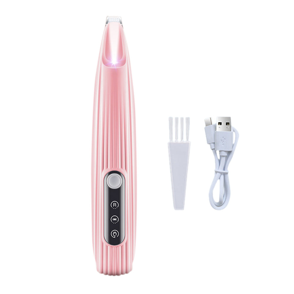 Dog Paw Trimmer with LED Light Rechargeable Pet Hair Clippers for Small Dogs Cats Pink