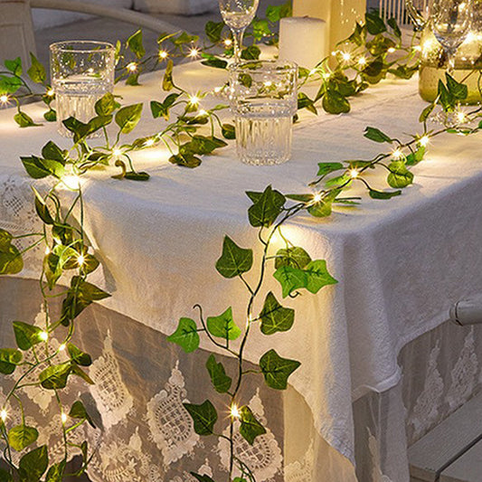 10m 100 LED Artificial Ivy Leaves Solar String Light -Style 2