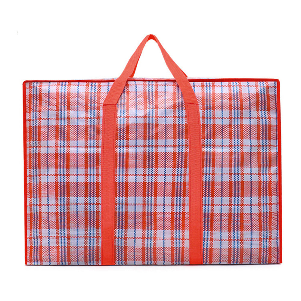 Large Stripe Storage Tote Bag Zipper Moving Bag Packing Supplies for Clothes Blanket Bedding Red
