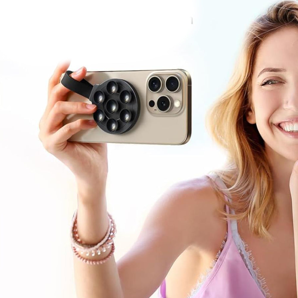 Suction Cup Phone Case Mount Magnetic Phone Grip Holder Stand for Selfies Videos Recording Black