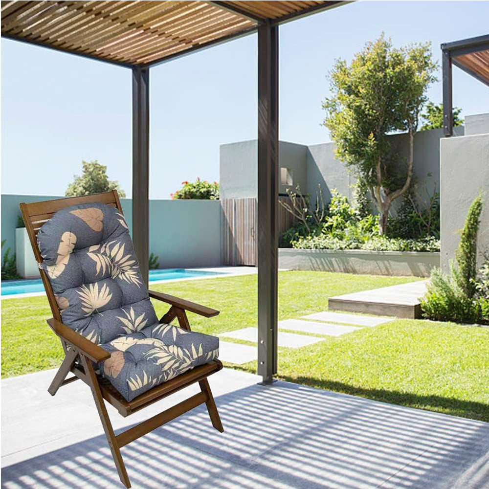 Patio Adirondack Chair Cushion High Back Rocking Chair Seat Pad with Ties Grey