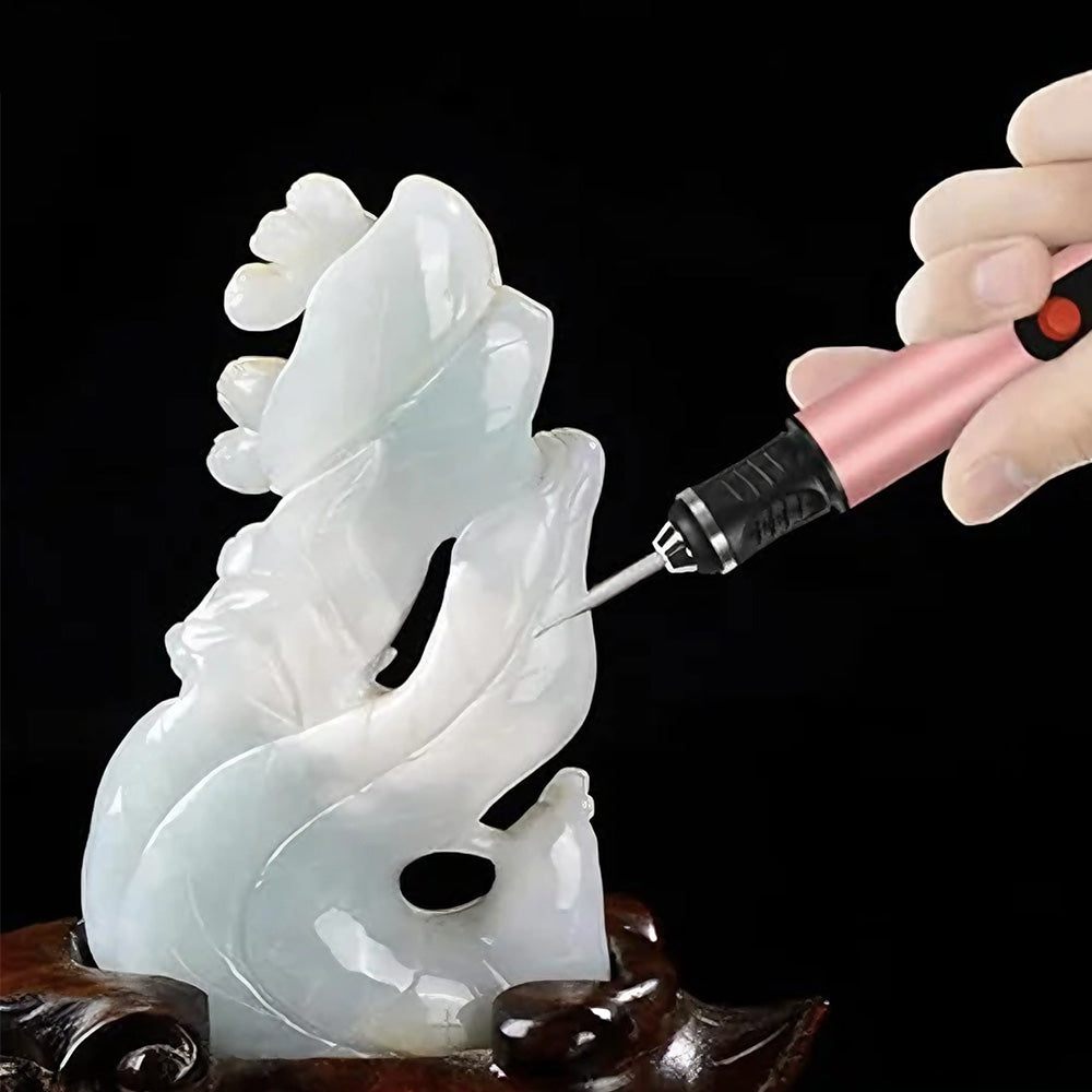 Electric Engraving Pen with 30 Bits 3-Speed Adjust Engraving Pen for Metal Wood Glass-Pink