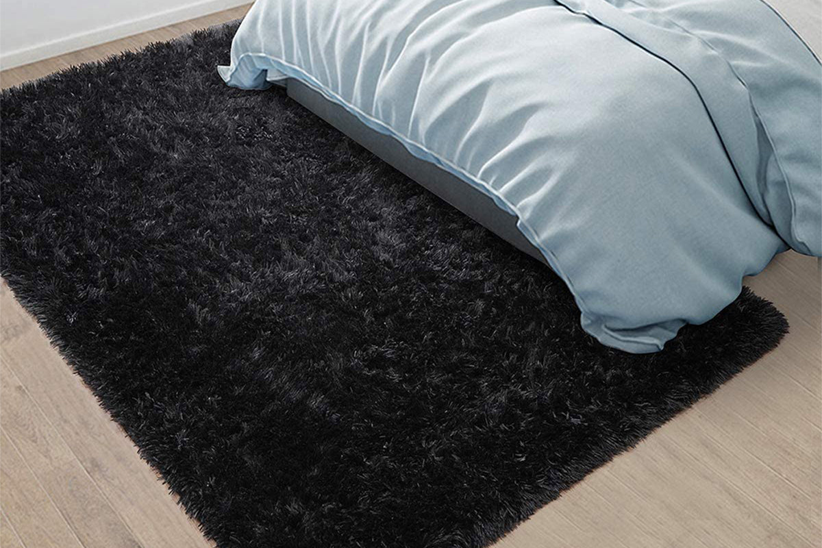 Soft Modern Indoor Shaggy Rug for Bedroom Livingroom Dorm Decor-Black