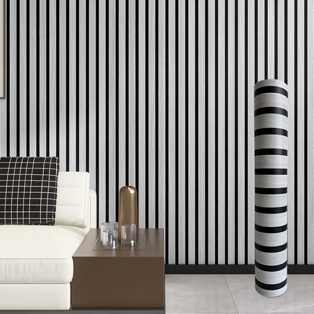 2 Pieces PVC Slat Wall Panel with Faux Engineered Wood Grain - Silver