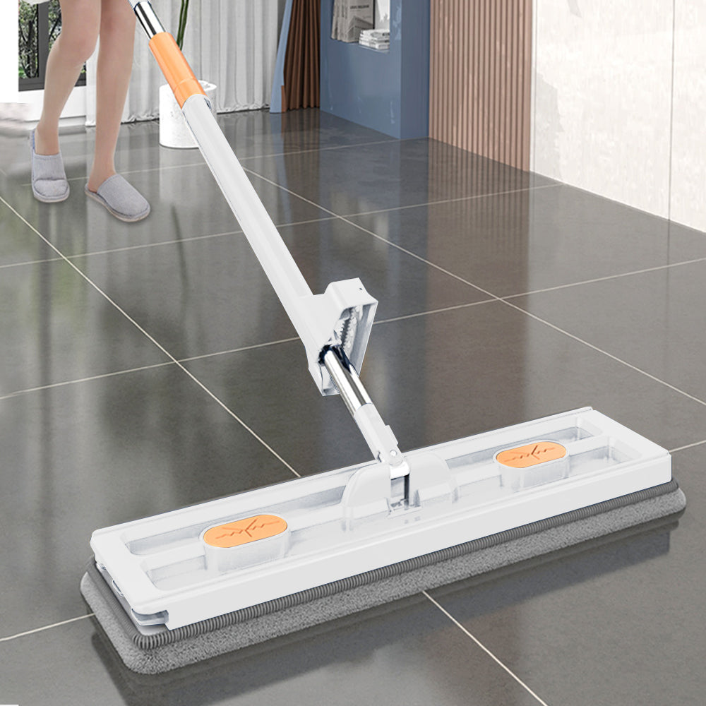 360 Degree Rotatable Flat Mop Adjustable Mop with 2 Replacement Pads White