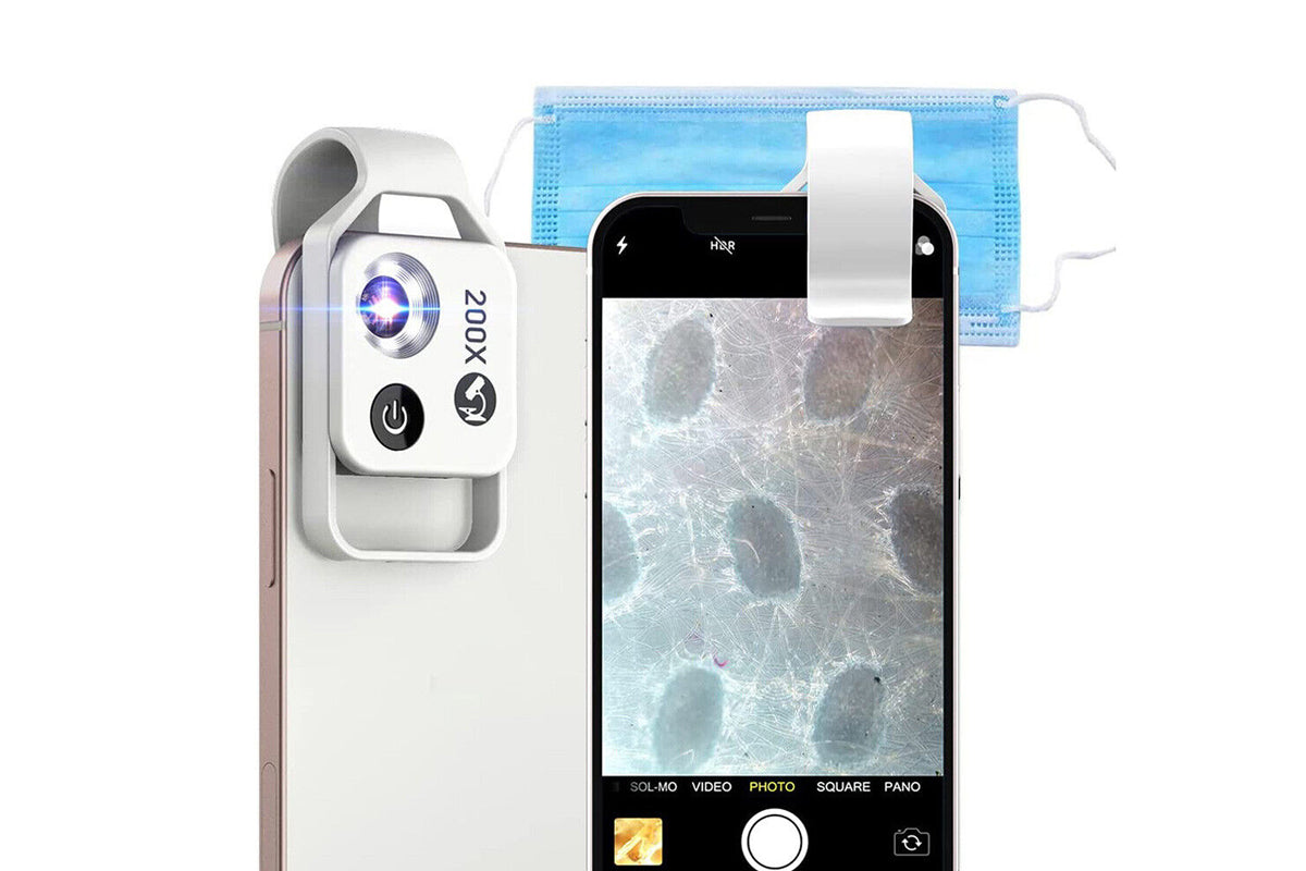 200X Phone Mini Pocket Microscope - White