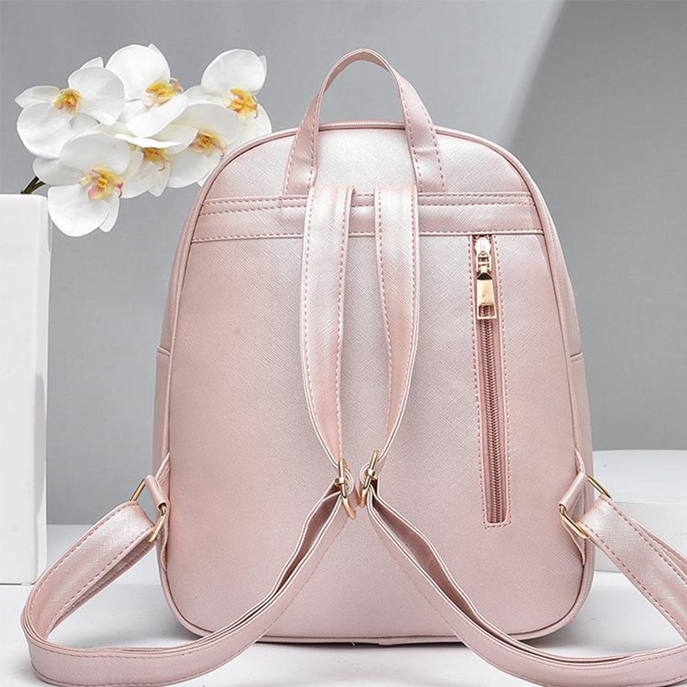 3 Pcs Set PU Bags Backpack Purse Sling Bag for Women Pink