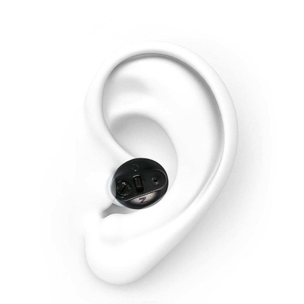 Wireless Hearing Amplifier Rechargeable Hearing Aids with Portable Charging Case Sound Enhancement for Hearing Loss Black
