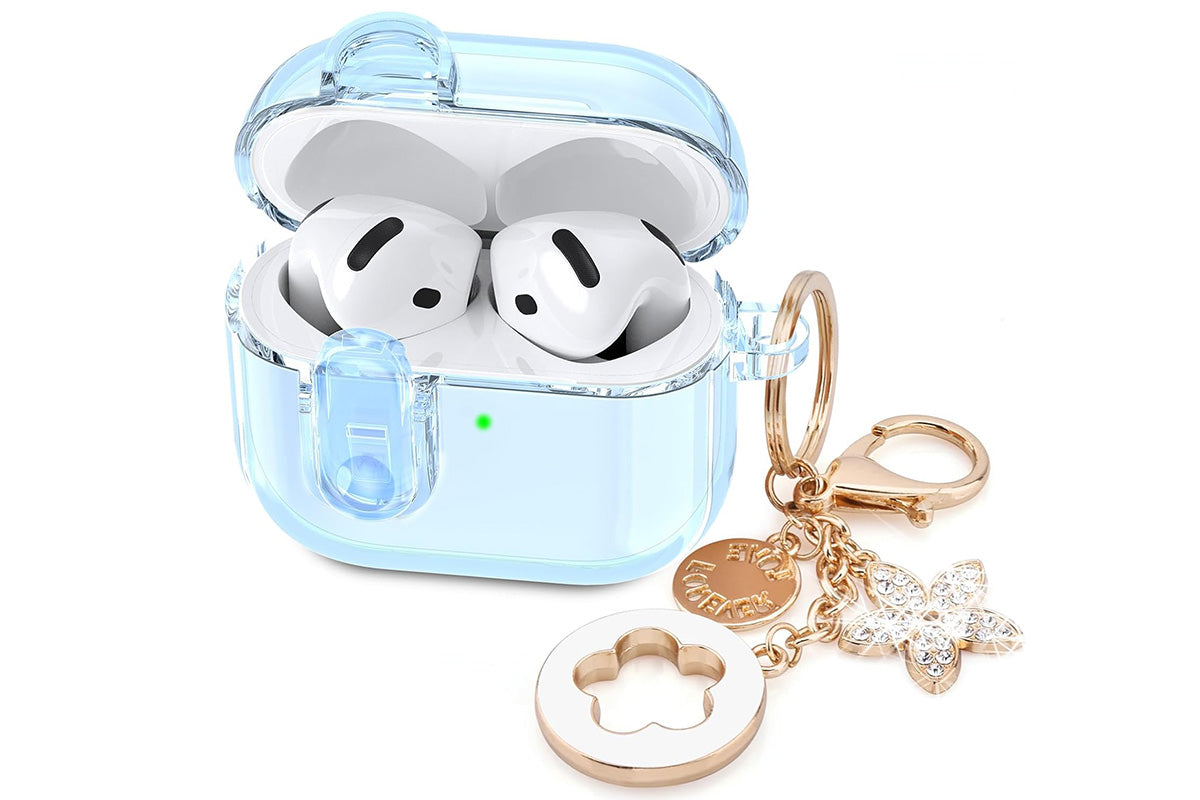 Earphones Case Compatible with Apple Airpods 4 Soft TPU Clear Earbuds Case-Blue