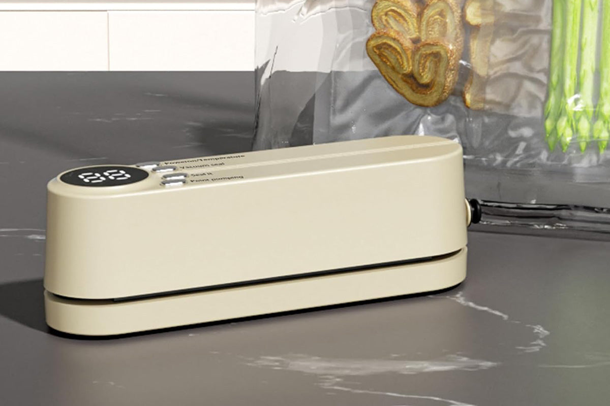 Portable Mini Vacuum Sealer for Food Storage with Rechargeable Handheld Sealing and Air Pump -White
