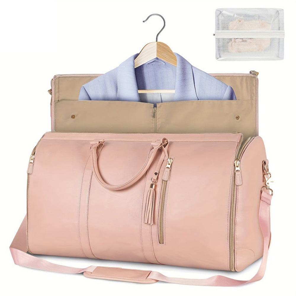 Foldable Duffel Bag Travel Garment Bag with Mini Pocket Pink