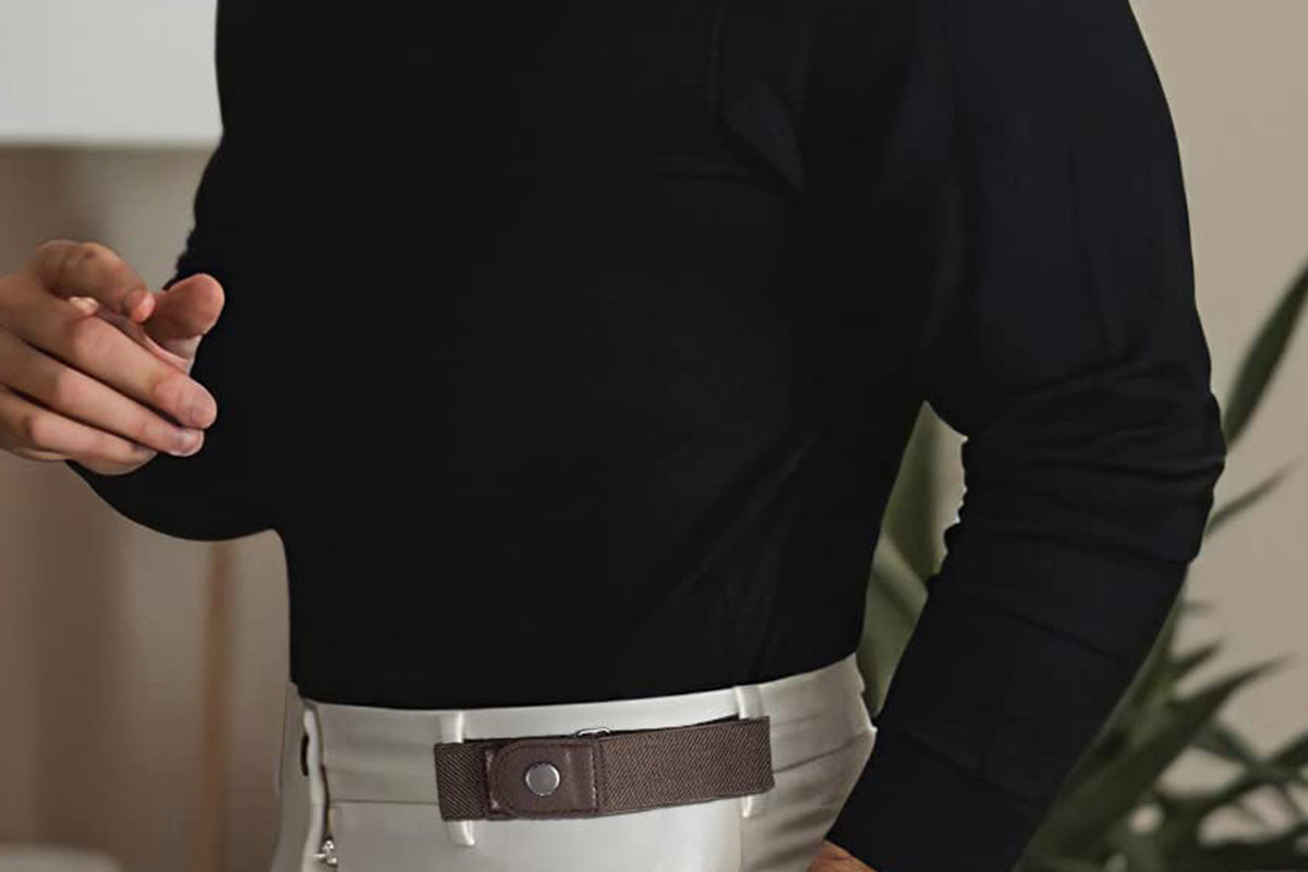 2 Piece Elastic Side Buckle Belt - Coffee