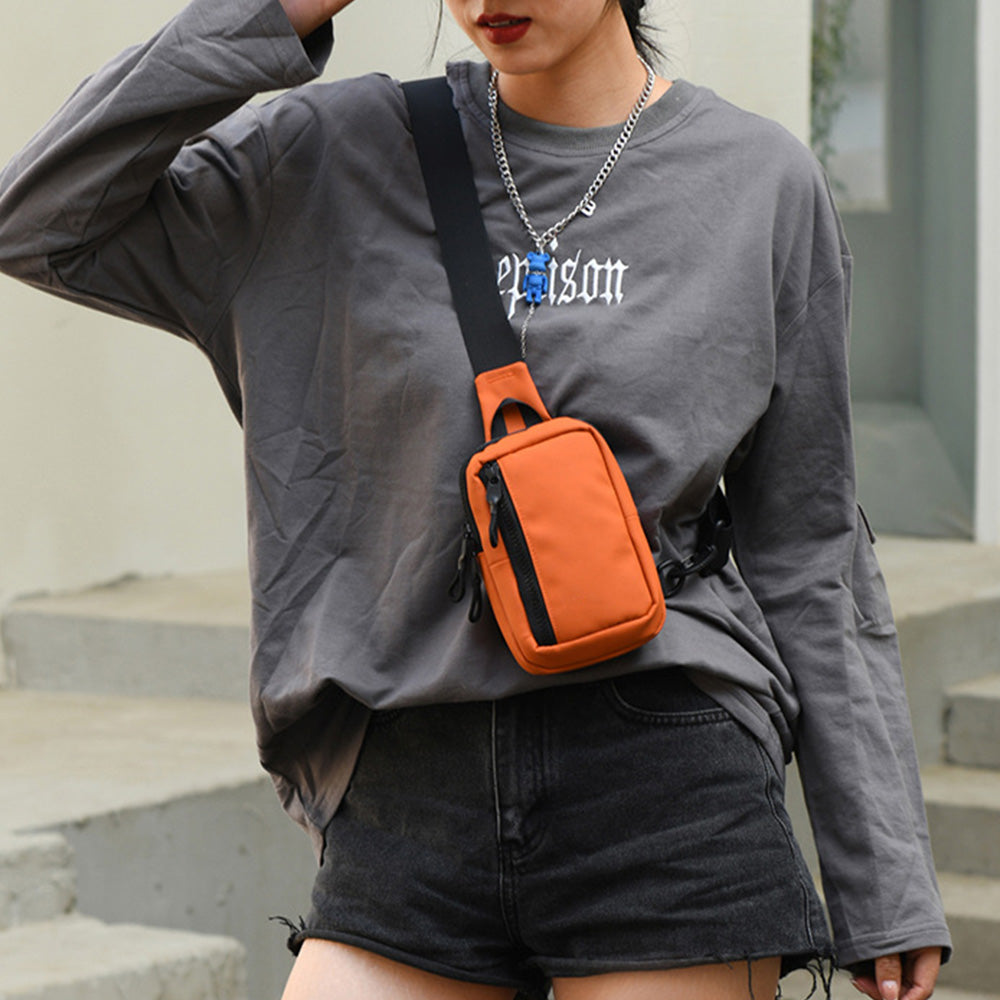 Small Crossbody Bag for Men Women Mini Sling Bag Travel Running Phone Daypack Orange