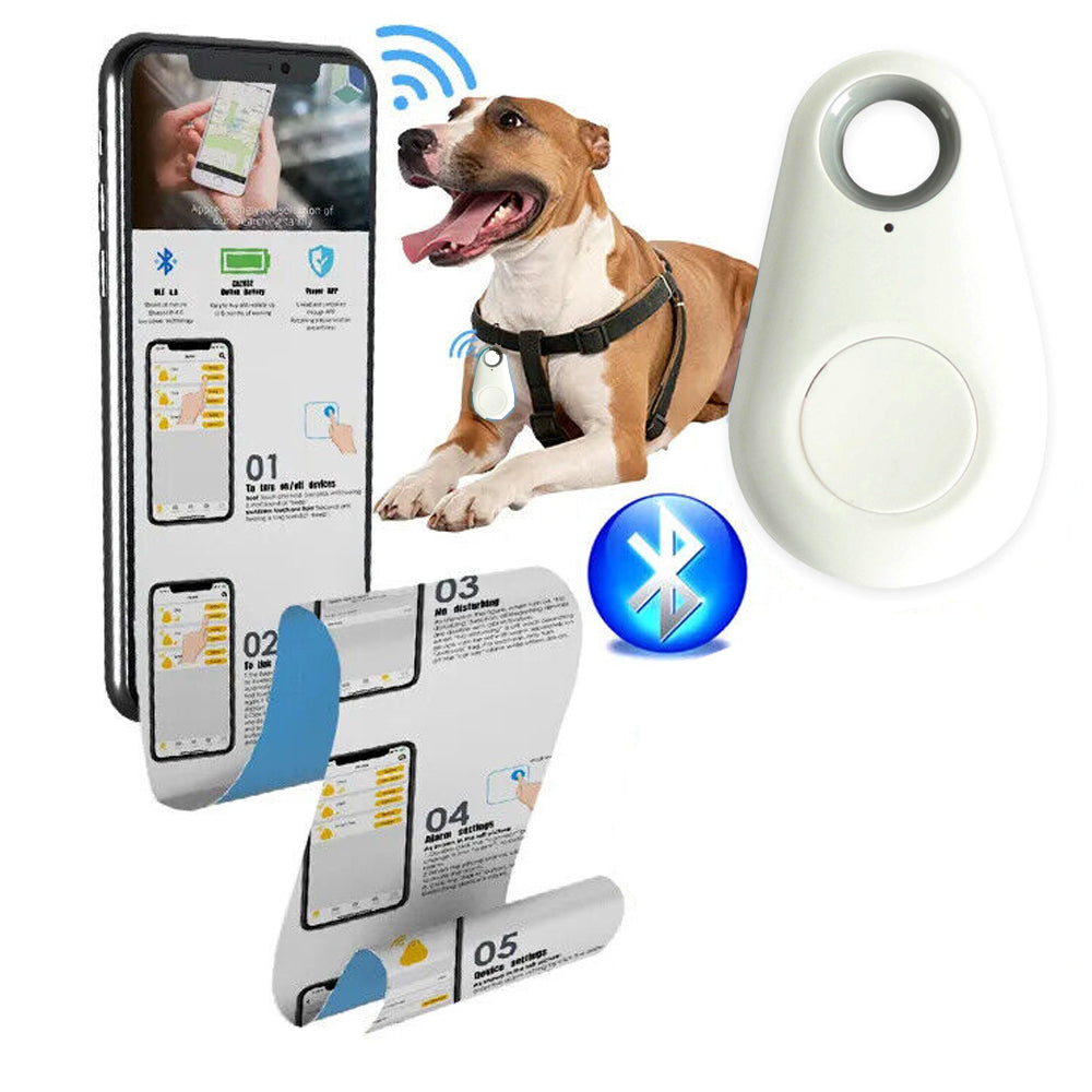 Wireless Smart GPS Tracker Bluetooth Alarm Locator for Kids Pets Wallet Keys Anti Lost White