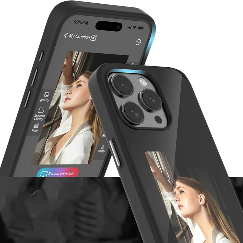 NFC E-Ink Phone Case Smart DIY Photo Rear Projection Screen Phone Case Black