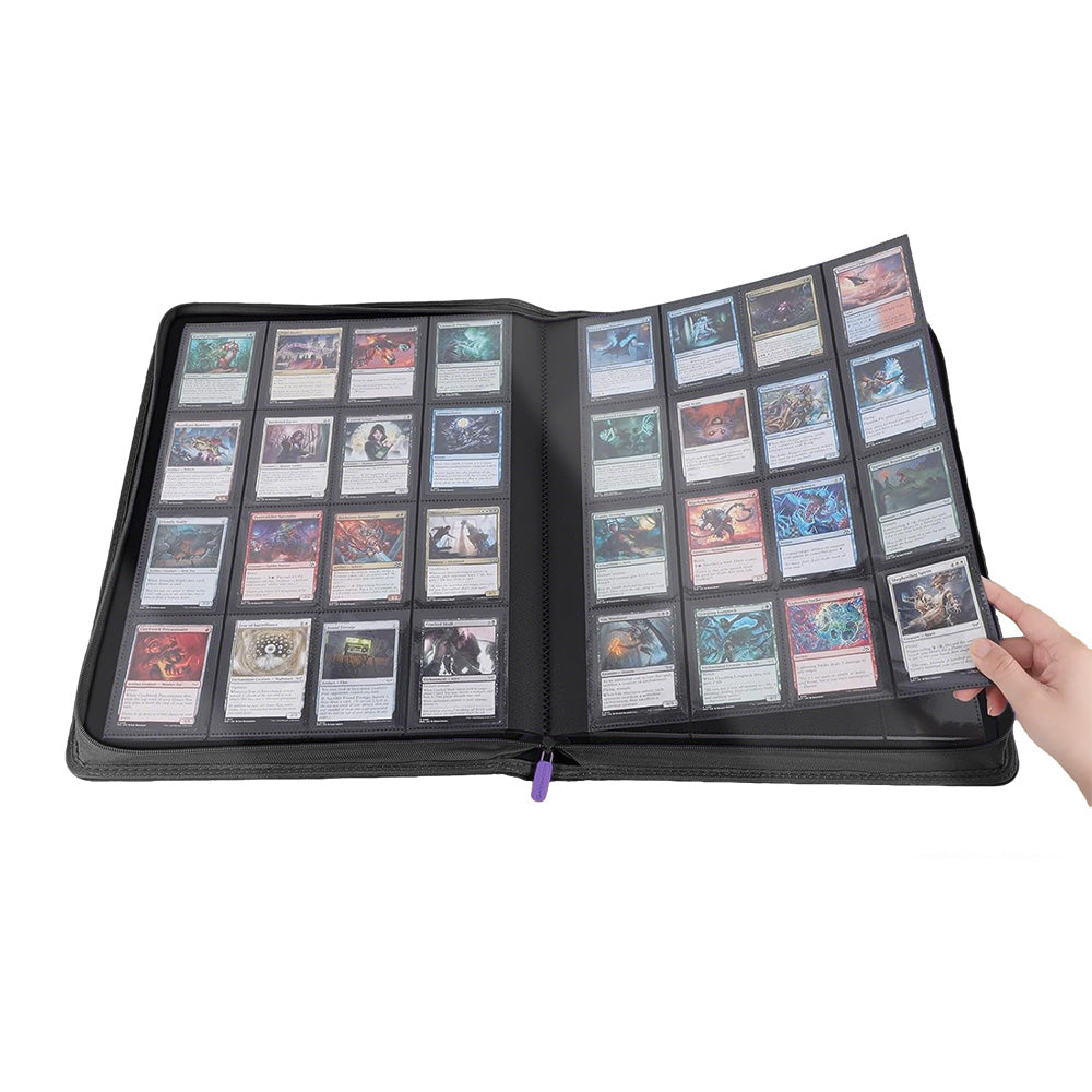 16 Pocket Card Binder 1024 Capacity PVC Free Hard Shell Waterproof Zipper-Purple