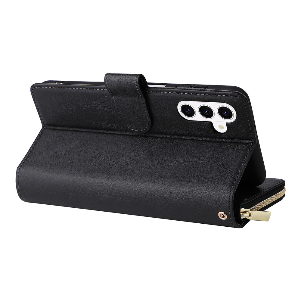 Wallet Leather Flip Cover for Samsung S26 Series with Card Slots Kickstand-Black
