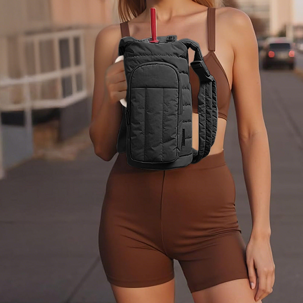 Water Bottle Holder Bag with Strap Crossbody Bag Gym Accessories-Black