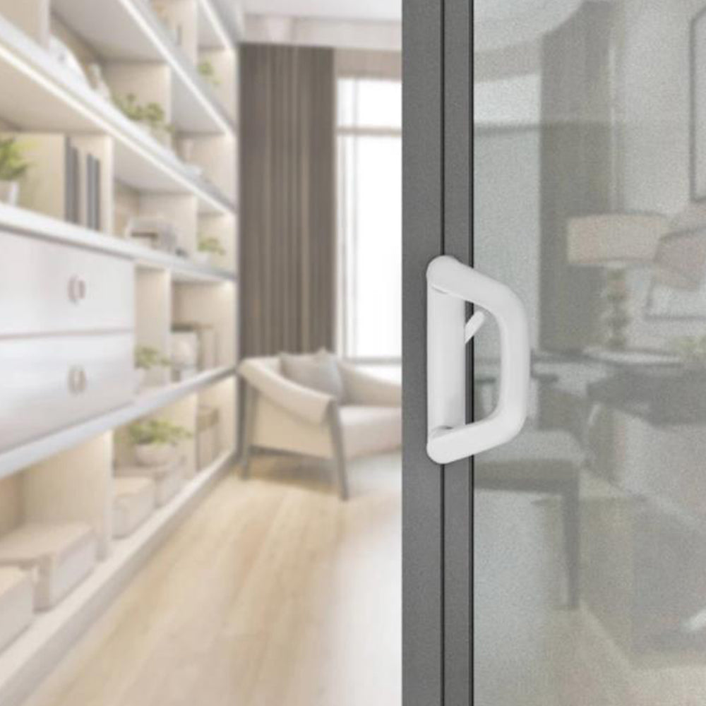 Sliding Door Lock Handle Set Security Lock with Keys for Glass Patio Door White