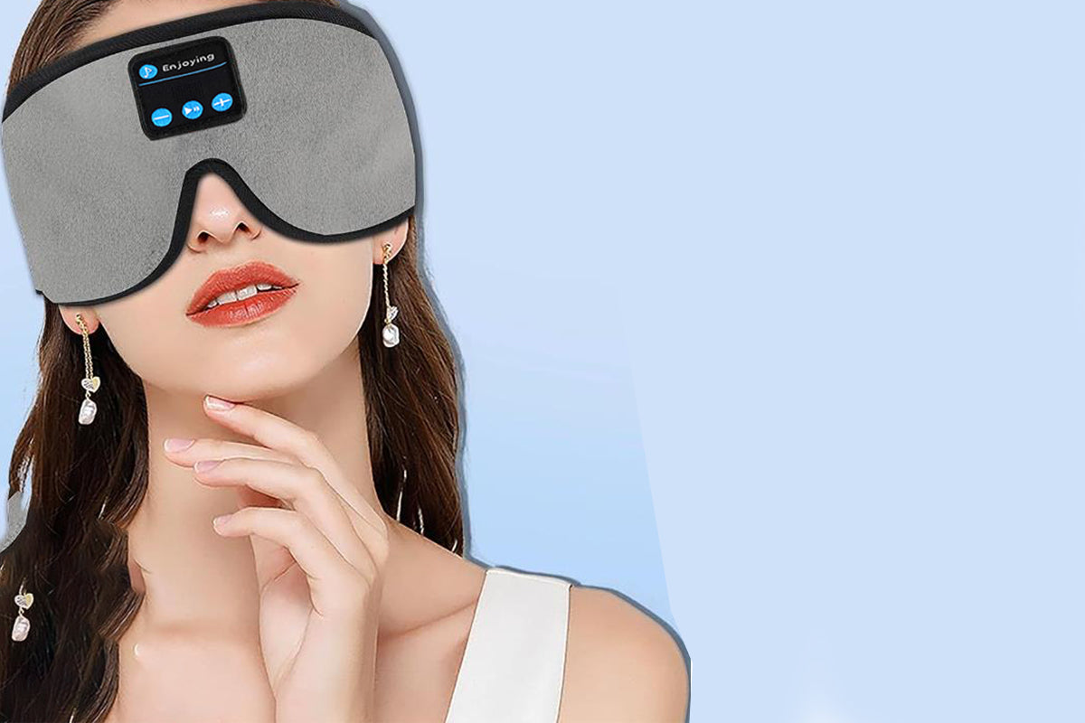 Bluetooth Sleep Headphones Wireless 3D Sleep Mask Bluetooth 5.0 Music Eye Mask with Ultra-Thin Stereo Speaker-Grey