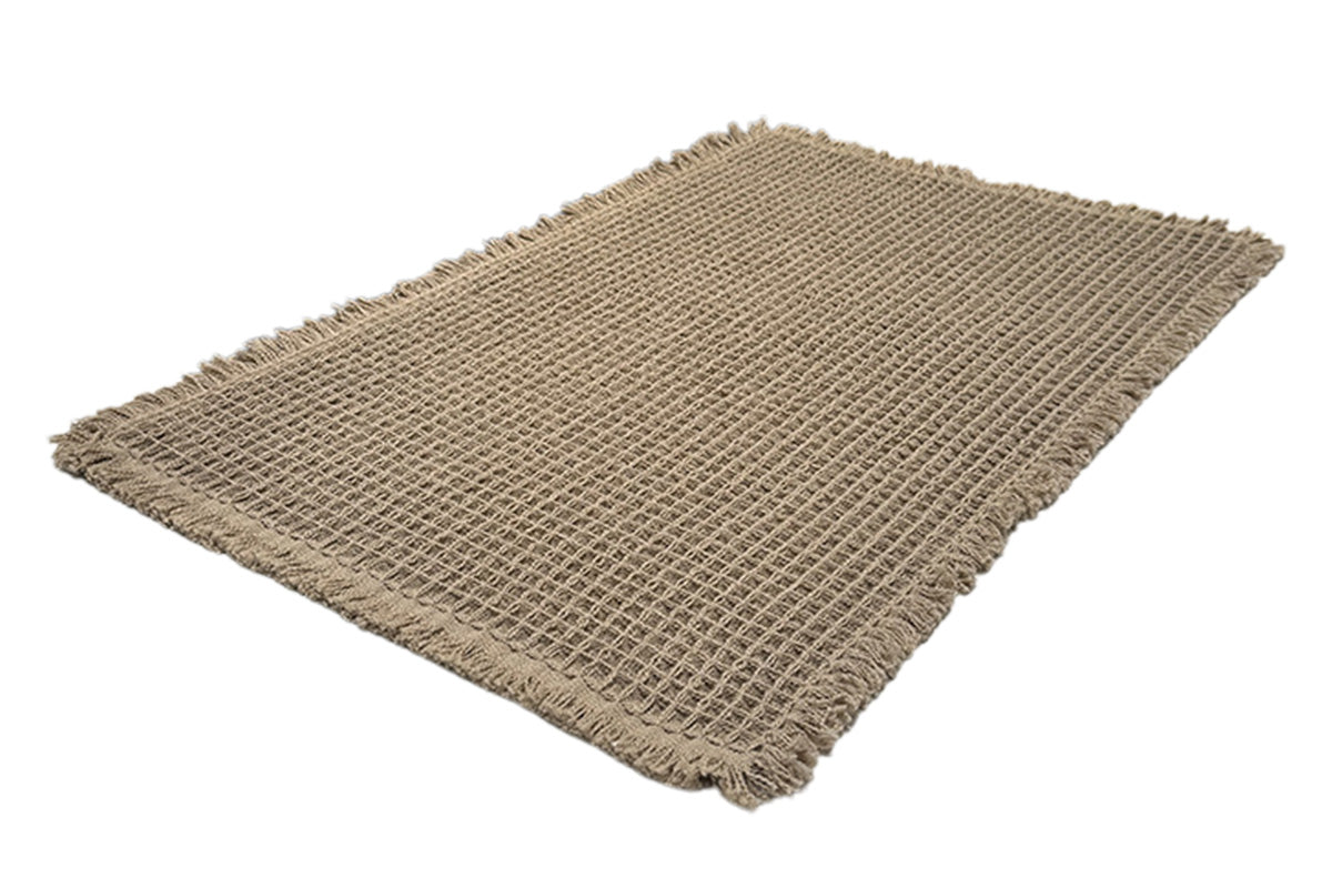 Waffle Bath Mat Super Absorbent Non Slip Bathroom Rug Rubber Backed Bath Rug -Brown