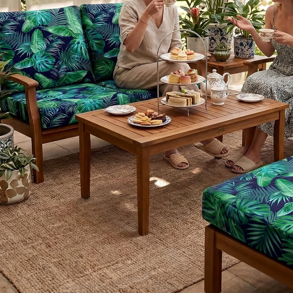 4Pcs Patio Stretchable Seat Cushion Covers for Furniture-Green