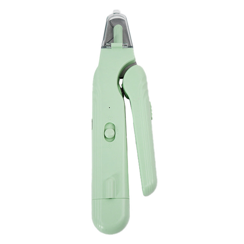 2-in-1 Pet Nail Grinder with LED Lights USB Rechargeable Dog Nail Clippers Cats Claw Trimmer Green