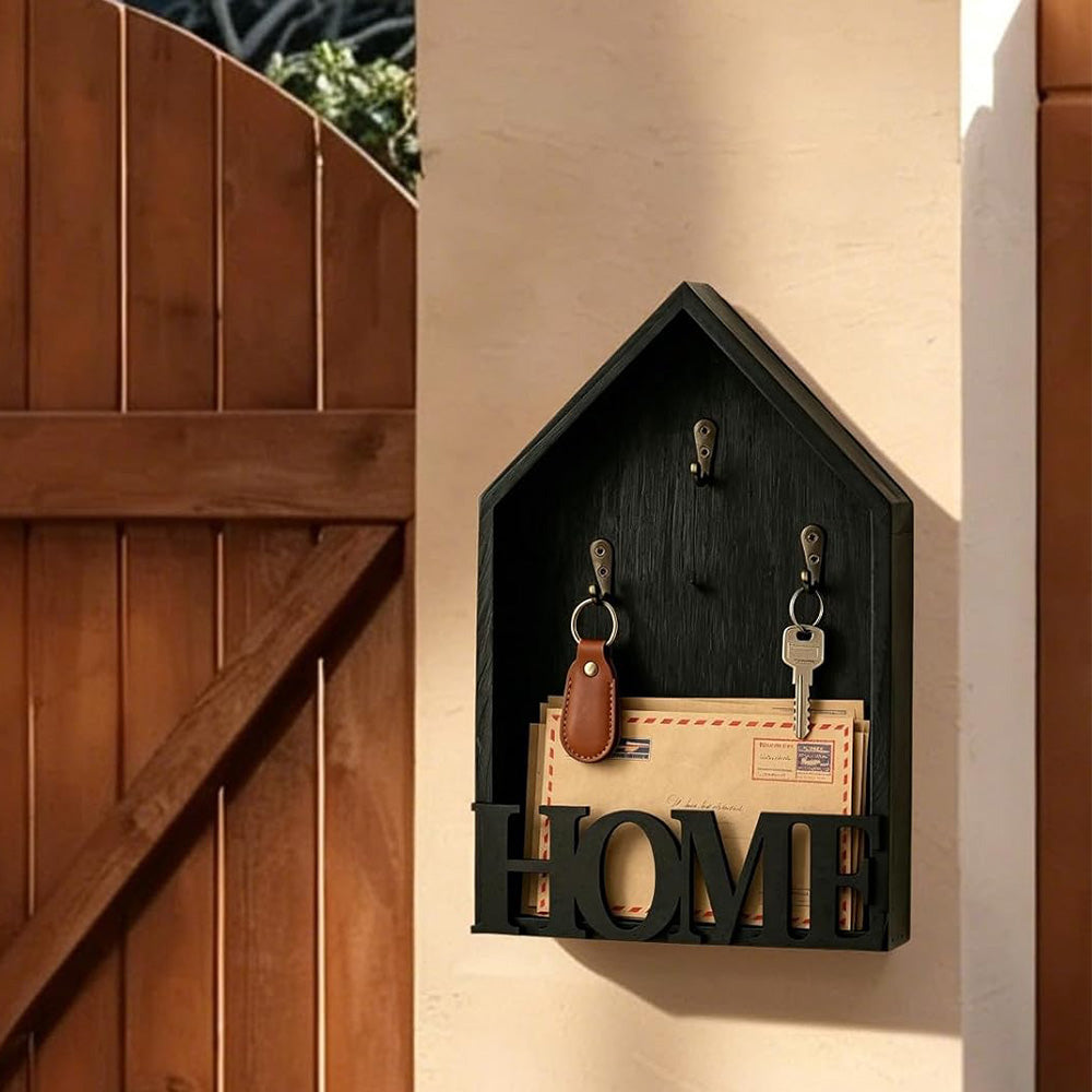 Vintage Key Holder Wall Mount with 3 Hooks Key Rack - Black