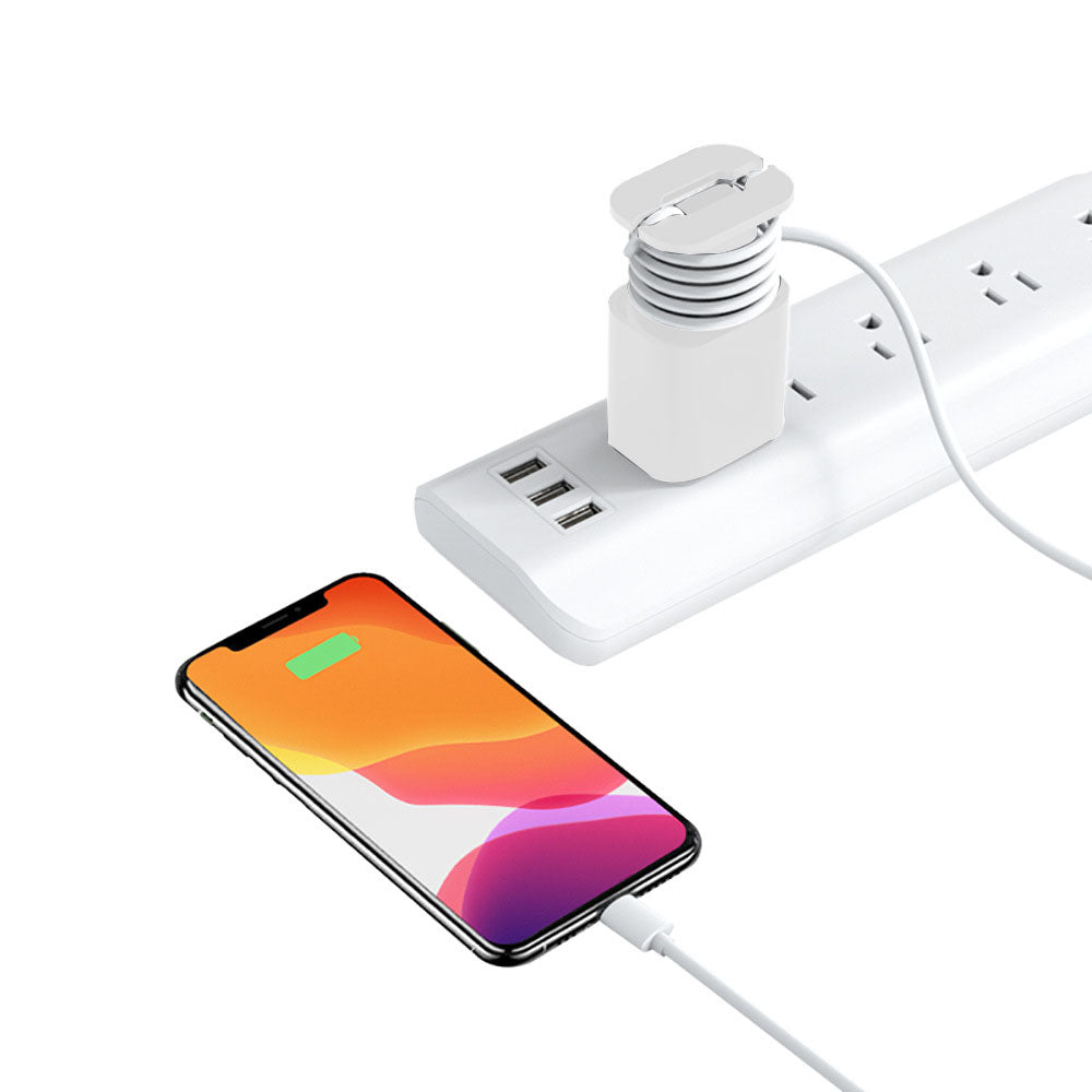 2-in-1 Silicone Charger Protector with Cord Wrap Power Adapter Case for 18W/20W Apple USB-C Charger White