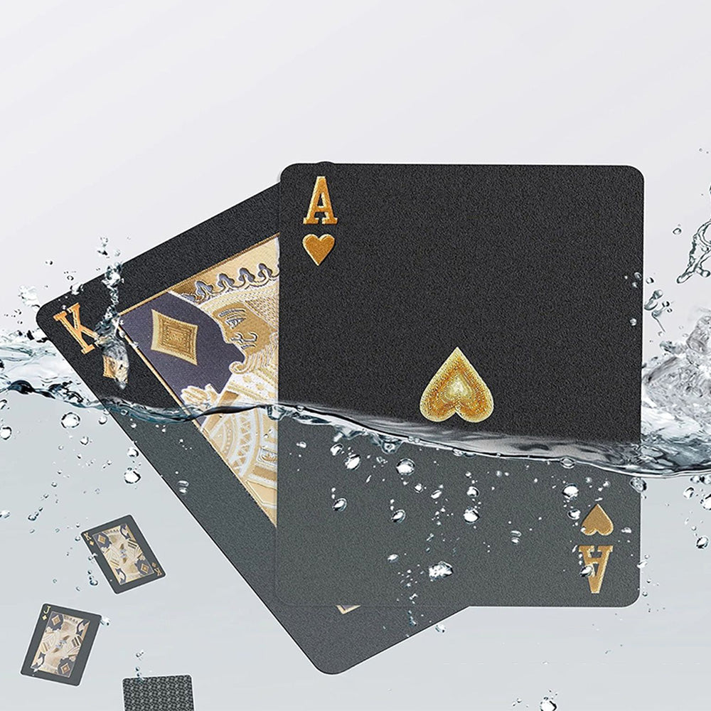 Waterproof Playing Cards Set Plastic Deck of Cards Poker Game Set for Party Camping Travel On-the-Go Black
