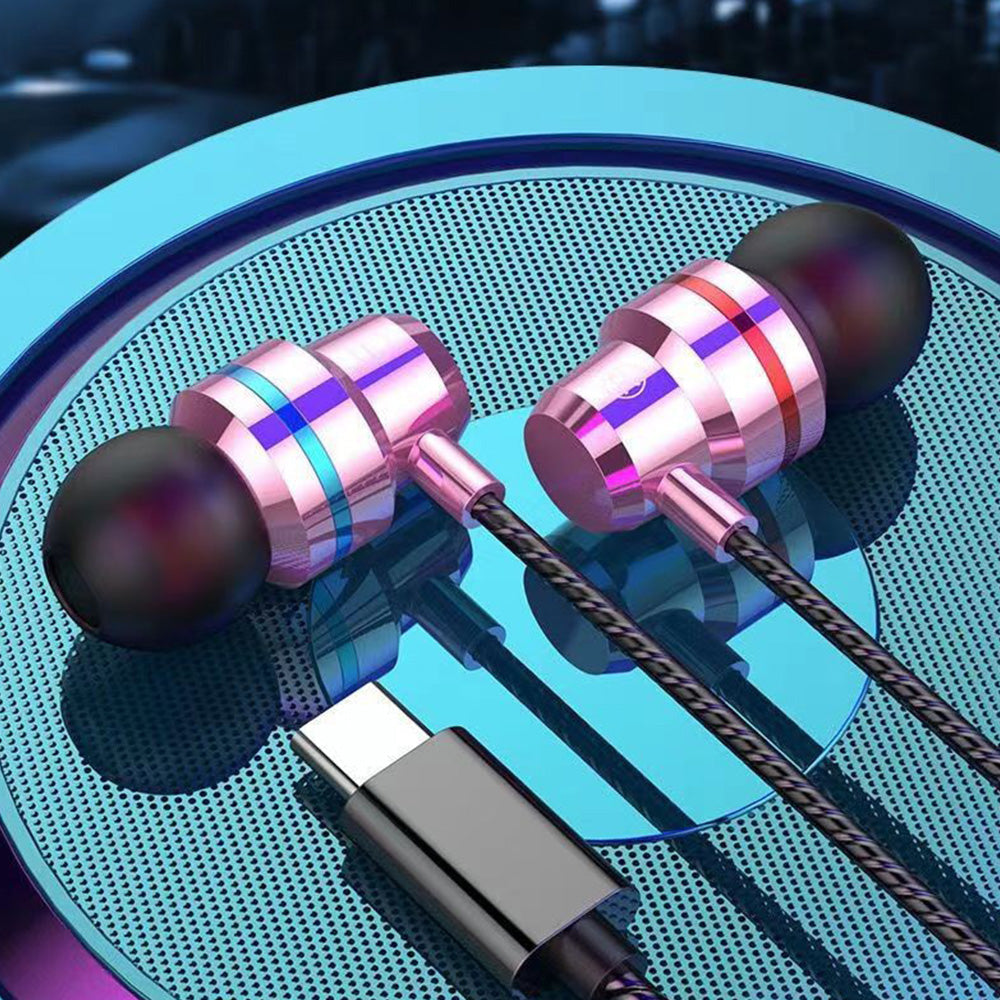 USB-C Over-Ear Hook Headphones for iPhone 16/15 Pro Max & Galaxy S25 Rose Gold