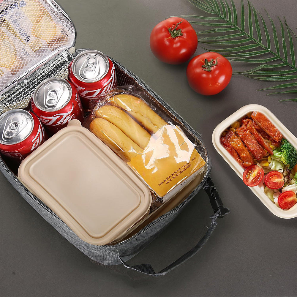 Large Capacity Insulated Lunch Box Storage Bag for Work Picnic Camping Gray