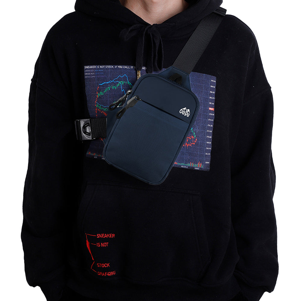 Water-Resistant Sling Bag Small Crossbody Chest Bag for Men Women Dark Blue