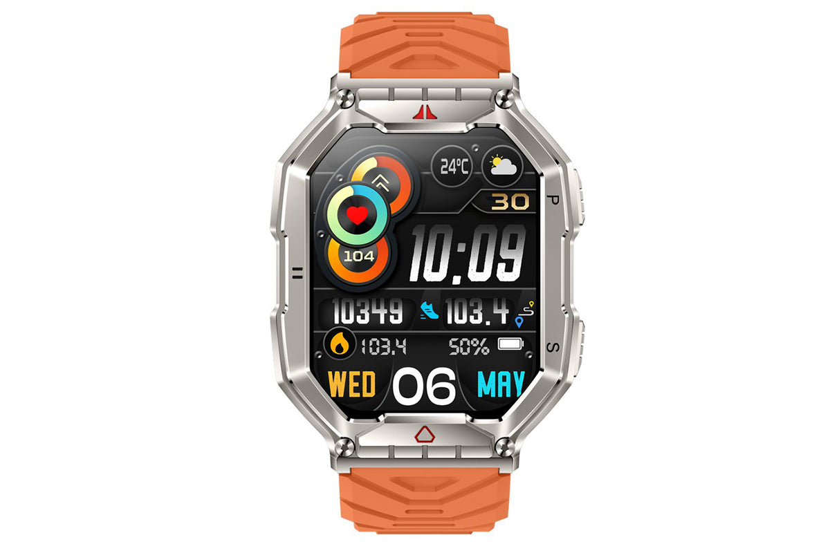 Smart Watch 2.1-Inch Fitness Watch with All Day Heart Rate Sleep Monitor Blood Oxygen Flashlight 107 Sports Modes Activity Tracker-Orange